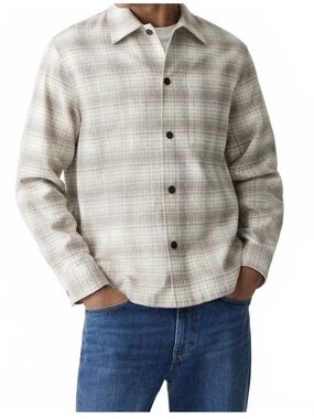 NWT Theory Button-Up Shirt in Textured Check Mens Medium